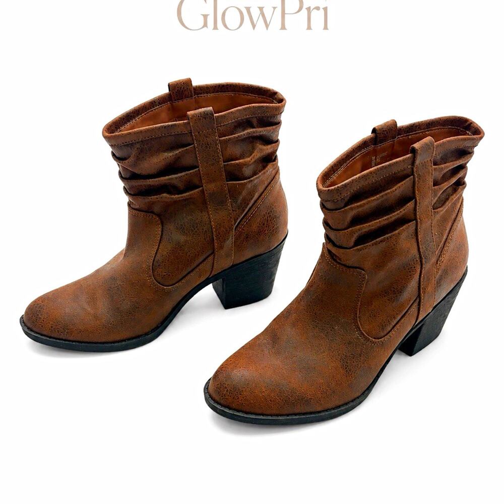 Arizona Jean Co. Women’s Brown Faux Suede Ankle Bootie Pull-On US 7